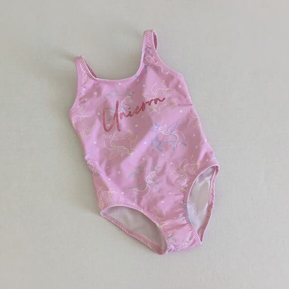 NWT Zara Girls Sz 12/24m Unicorn Foil Swimsuit One Piece Pink Pastel